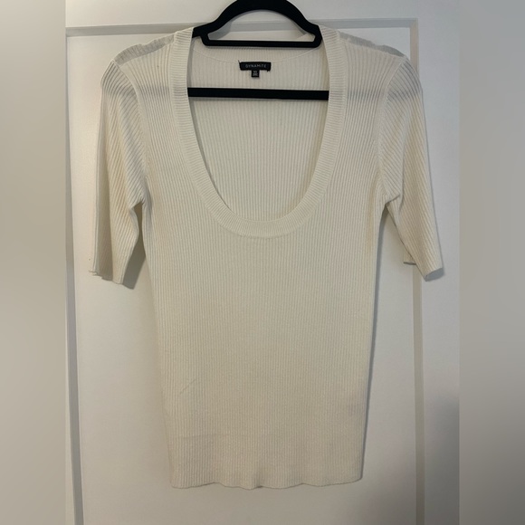 Dynamite Sweaters - Dynamite Cream Scoop Neck Knit Top.